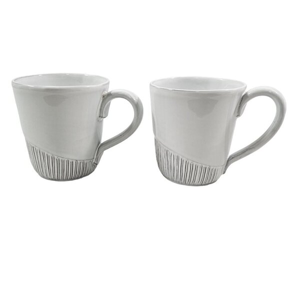 Anthropologie Ronaldo 14 Oz White Glazed Clay Coffee Tea Mug Cup – Set of 2 - Picture 1 of 16